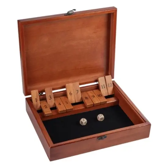 WE Games 12 Number Shut the Box Board Game in Natural Wood Box with Lid image {9}