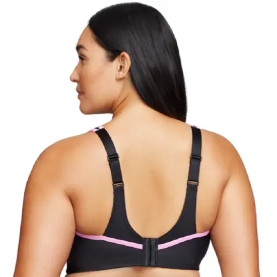 Glamorise Womens No-Bounce Camisole Sports Wirefree Bra 1066 Black/Pink image {1}