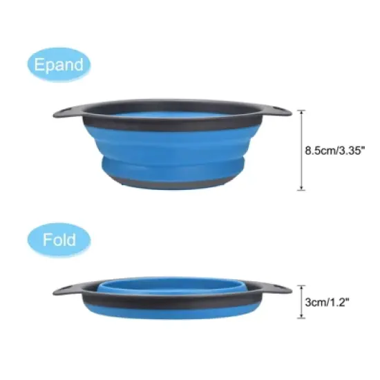 Unique Bargains Collapsible Colander Silicone Round Foldable Strainer with Handle image {2}