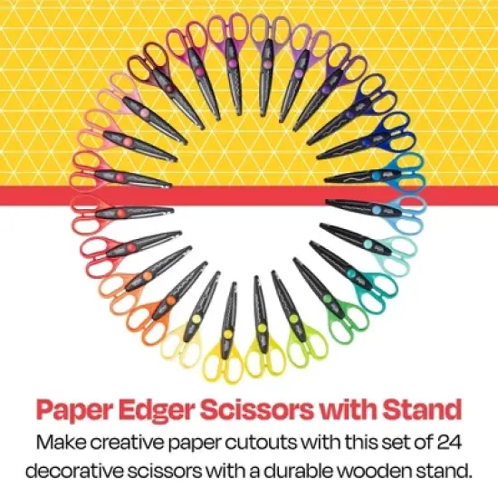 School Smart Paper Edger Scissor Set with Stand, Assorted Designs, Pack of 24 image {4}