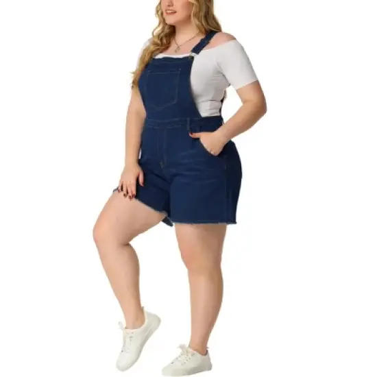Agnes Orinda Women's Plus Size Outfits Fashion Overalls Denim Ripped Raw Hem Shortalls image {5}