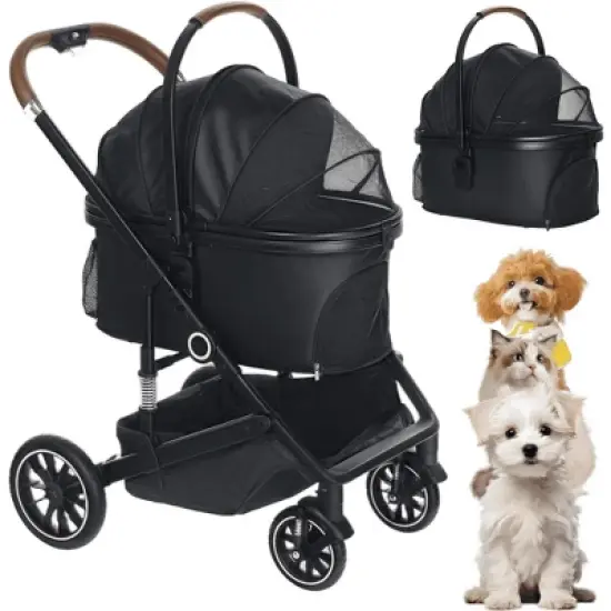 Kinder King 3-in-1 Pet Stroller for Dog, Folding Cat and Dog Stroller with Detachable Cradle image {13}
