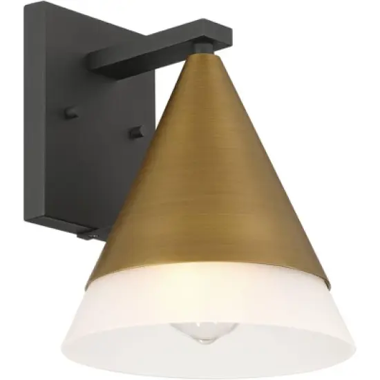Possini Euro Design Possini Euro Leo 10"H Sand Black and Brass Outdoor Wall Light Set of 2 image {8}