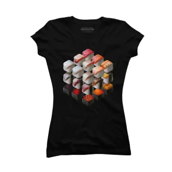 Junior's Design By Humans All The Sushi Cubed By EranFowler T-Shirt image {2}