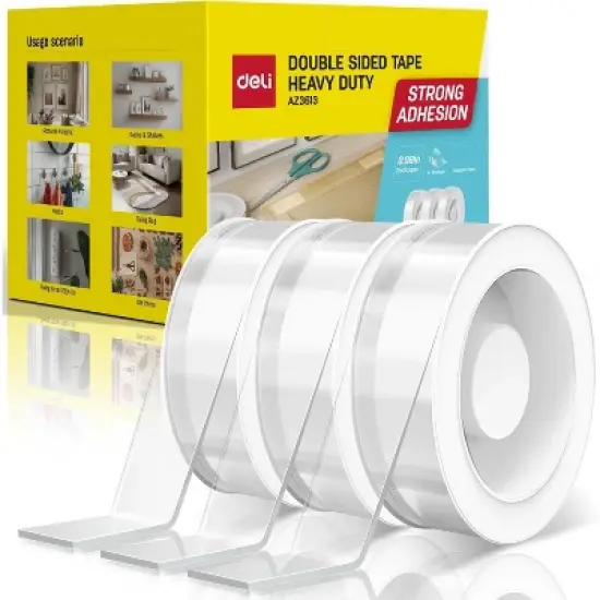 Deli Double Sided Tape Heavy Duty, Nano Tape, Double Sided Mounting Tape, Clear Adhesive Tape for Hanging Picture, Photo Deco. image {8}