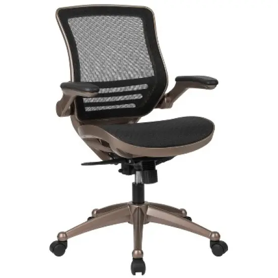 Flash Furniture Mid-Back Transparent Mesh Executive Swivel Office Chair with Flip-Up Arms image {12}