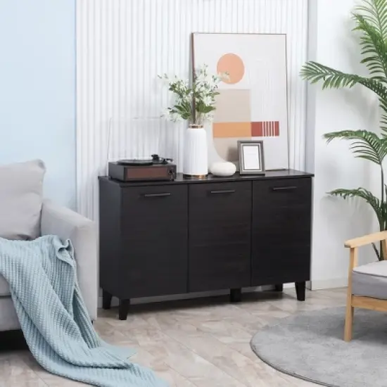 HOMCOM Sideboard Buffet Cabinet, Kitchen Cabinet with Adjustable Shelf, Coffee Bar Cabinet, Dark Walnut image {1}