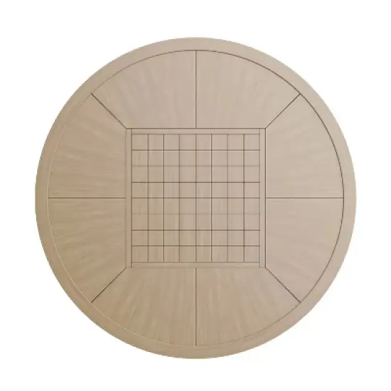 Greemotion 50.5" Lyon 3-in-1 Round Outdoor Convertible Dining Table: UV-Protected, Chess Board, Gray Frame image {12}