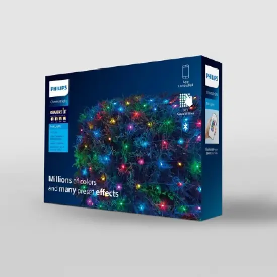 100ct LED Philips ChromaBright App Controlled Indoor/Outdoor Net Lights Multi-Colored with Green Wire image {3}