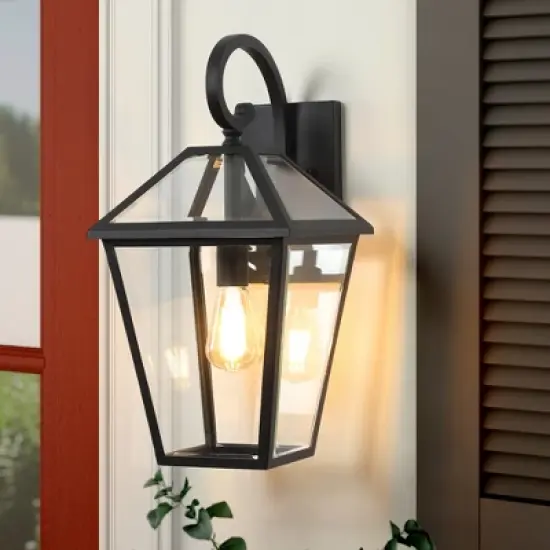 Gulches Outdoor Wall Lights - 10"-21" Modern & Vintage Black Lanterns with Clear Glass for Porch, Garden, Patio, and Entryway image {2}
