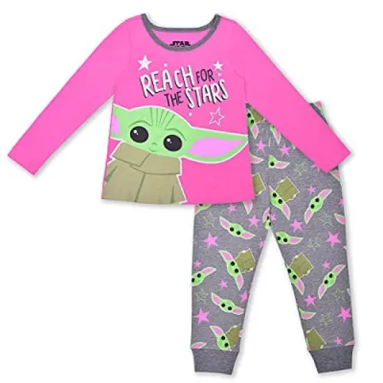 Star Wars Girl's Baby Yoda 2 Piece Coordinates, Long Sleeve T-Shirt and Jogger Pants Set for kids image {5}