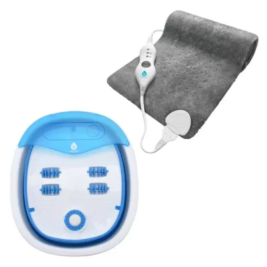 Home Comfort Bundle &ndash; Pursonic 3-Setting Electric Heating Pad & Compact, Collapsible Footbath Spa Massager image {3}