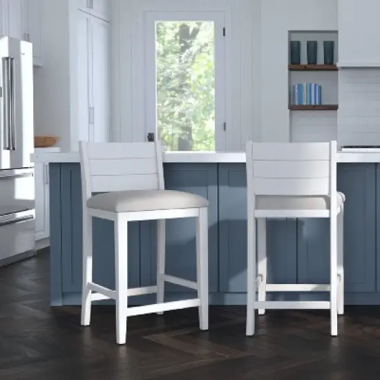 Fowler Wood Counter Height Barstool Sea White - Hillsdale Furniture image {14}