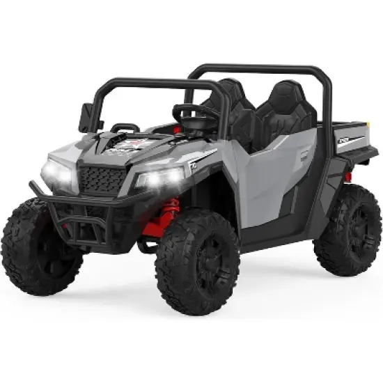 24V 4WD Electric Remote Control Ride-On Dump Truck, 2 Seat Kids Ride-On Truck with Music Player, LED Lights , Push Button Start Safety System image {11}