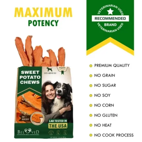 Beloved Pets Dog Treats, Sweet Potato Chips, All Natural Chews 10.6 Oz - 1 Pack image {4}