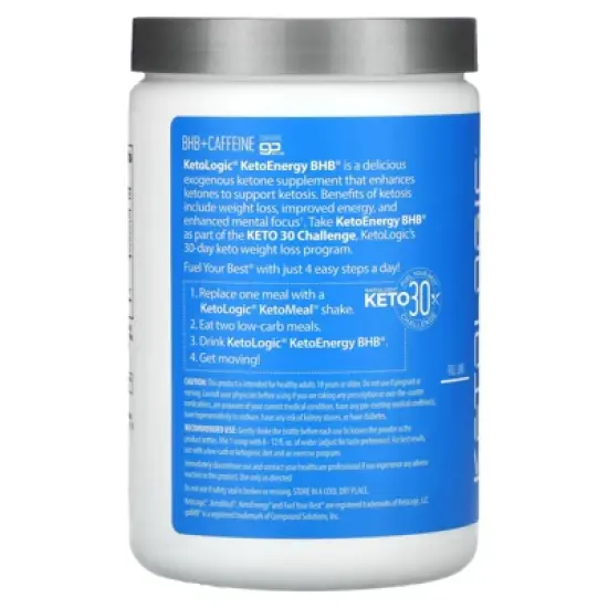 KetoLogic BHB KetoEnergy Exogenous Ketones Powder with Caffeine | Raspberry Lemonade - 30 Serve | Supports Low Carb, Keto Diet & Boosts Energy, Focus image {2}