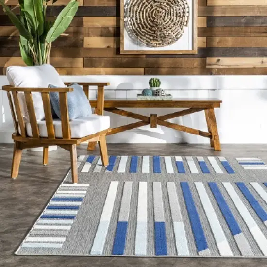 nuLOOM Adali Contemporary Striped Indoor/Outdoor Patio Area Rug image {7}