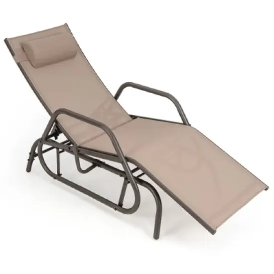Tangkula Patio Chaise Lounge Glider Recliner Chair Adjustable Sturdy Metal Frame Outdoor image {9}