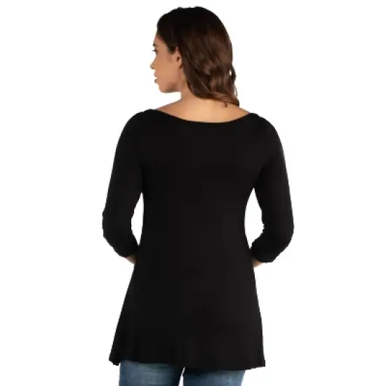 24seven Comfort Apparel Ruched Sleeve Swing Maternity Tunic Top image {2}