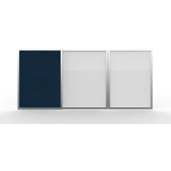 Ghent VisuALL PC Whiteboard Cabinet Fabric Bulletin Board Exterior Doors Blue GHE41301 image {1}