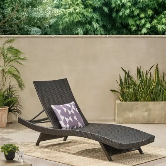 Toscana Wicker Patio Lounge - Brown - Christopher Knight Home: Adjustable, Weather-Resistant, Iron Frame image {5}