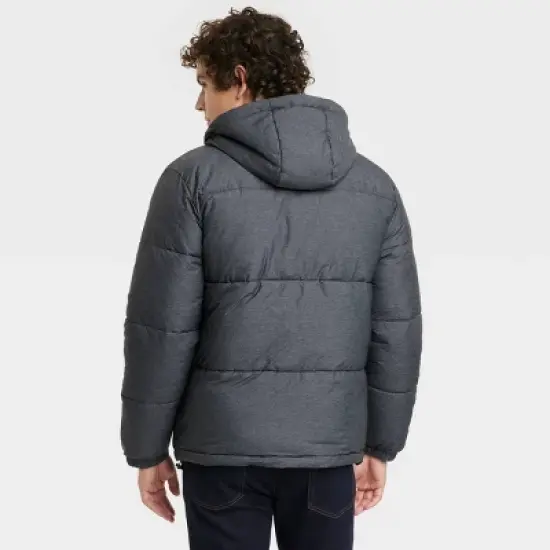 Men's Solid Midweight Puffer Jacket - Goodfellow & Co&trade; Heathered Gray image {1}