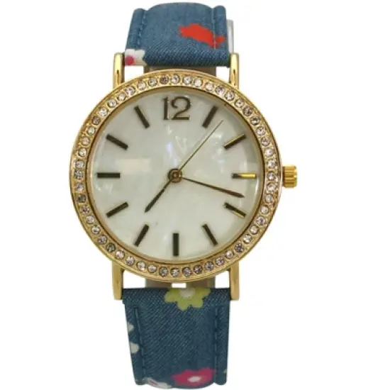 OLIVIA PRATT FLOWERS AND DENIM STRAP WATCH image {4}