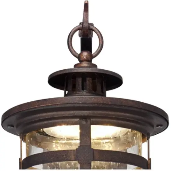 Franklin Iron Works Rustic Outdoor Wall Light LED Bronze Hanging Lantern Sconce Fixture for House Deck Porch Patio image {2}