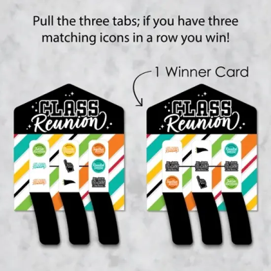 Big Dot of Happiness Still Got Class - High School Reunion Party Game Pickle Cards - Pull Tabs 3-in-a-Row - Set of 12 image {2}