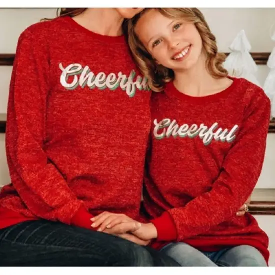 Girl's Cheerful on Sparkly Glitter Sweatshirt - Southern Grace image {1}