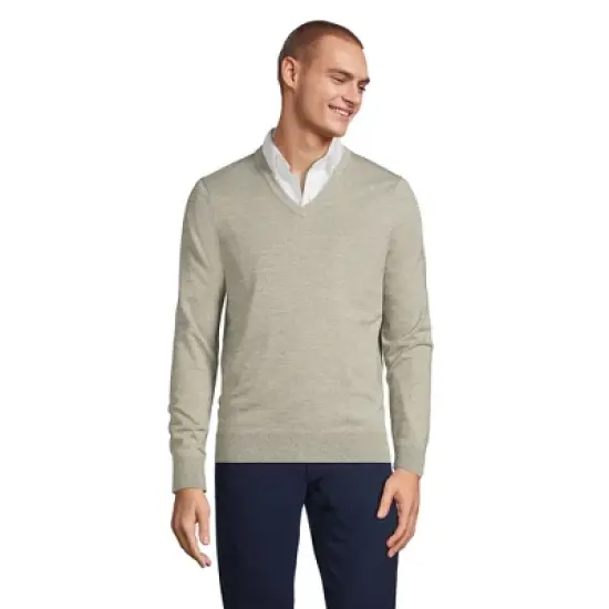 Lands' End Men's Classic Fit Fine Gauge Supima Cotton V-neck Sweater image {7}