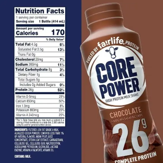 Core Power Protein Shake, Variety 12 Pack (6 Chocolate, 6 Strawberry Banana) 26g Bottle, 14oz image {2}