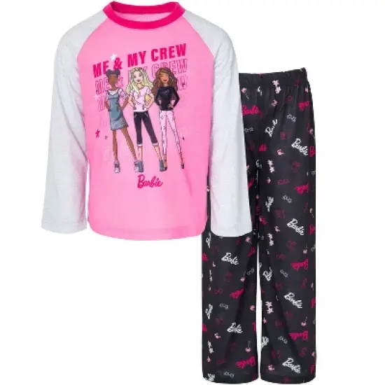 Barbie Girls Pullover Pajama Shirt and Pants Sleep Set Little Kid to Big Kid image {10}