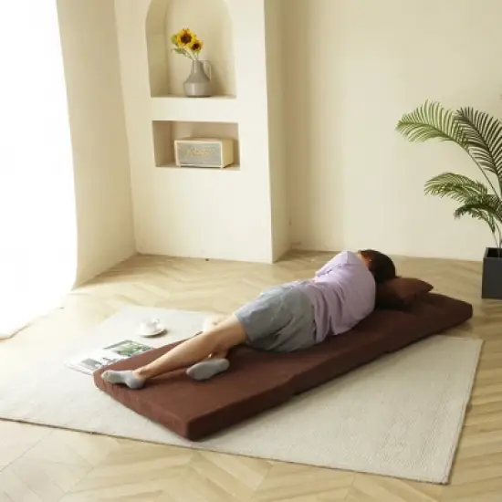 Triple Fold Down Sofa Bed, Adjustable Floor Couch Sofa with One Pillow, 5 Reclining Position, Convertible Polyester Guest Sleeper image {2}