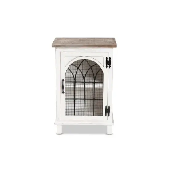 Faron Wood 1 Door Nightstand White/Oak Brown - Baxton Studio image {2}