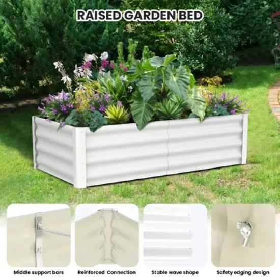 Garvee 2 Pack Raised Garden Bed, 6x3x1.5FT Galvanized Raised Bed, Outdoor Planter Beds with Safety Edge and Open Base for Vegetables Flowers image {5}