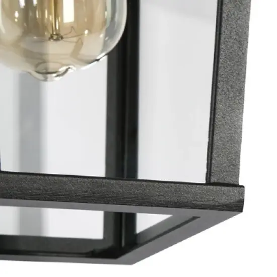 LNC 12" Metal/Glass Cage Modern Iron Outdoor Wall Light Matte Black: Waterproof, PIR Motion Sensor, Dusk to Dawn Photocell Control image {7}