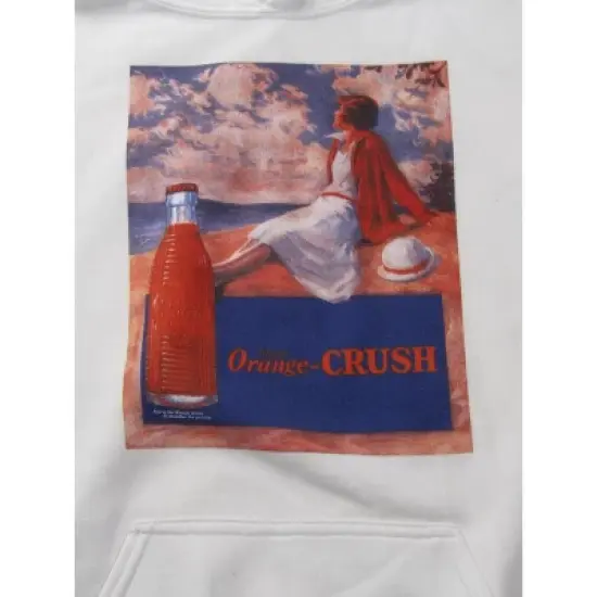 Orange Crush Soda Woman On The Seashore Men's White Sweatshirt image {1}