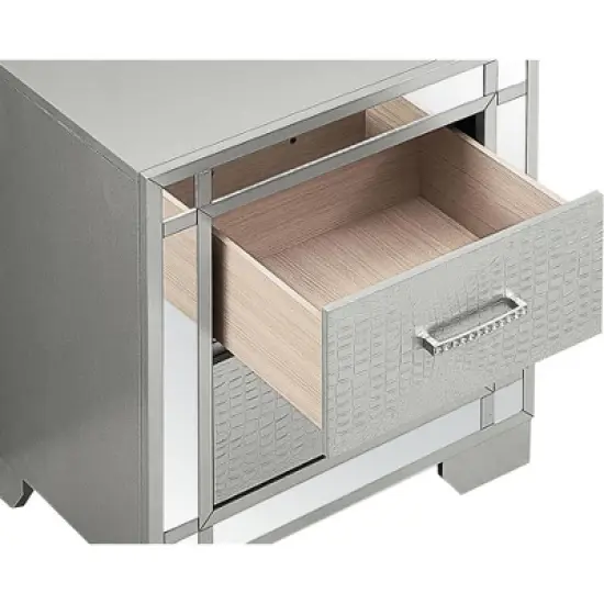 Passion Furniture Madison 2-Drawer Silver Champagne Nightstand (26 in. H x 17 in. W x 23 in. D) image {2}