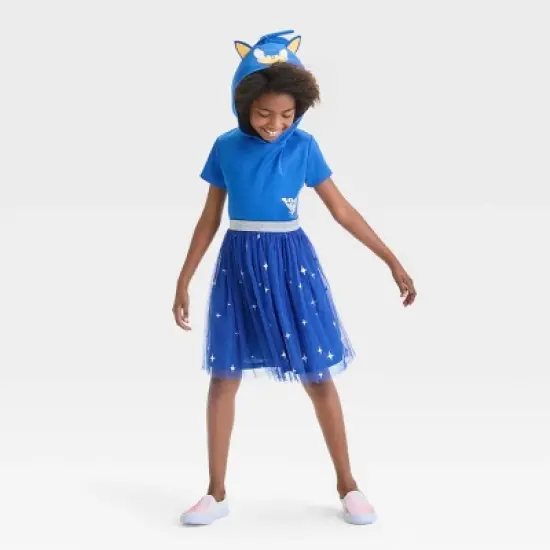 Girls' Sonic the Hedgehog Halloween Hooded Dress - Dark Blue image {3}