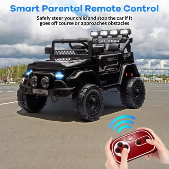 12V Kids Ride On Car, Electric Truck Ride On Toys with 5MPH Max Speed, Remote Control, LED Lights, and Music for Kids Gifts image {4}