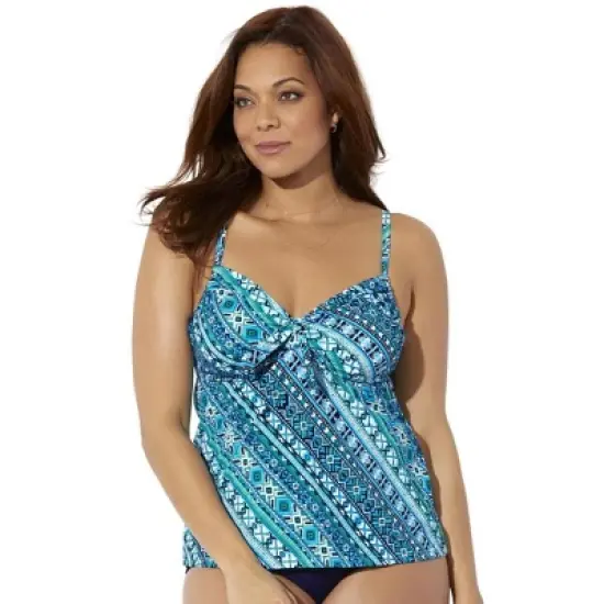 Swimsuits for All Women&rsquo;s Plus Size Tie Front Underwire Tankini Top image {5}