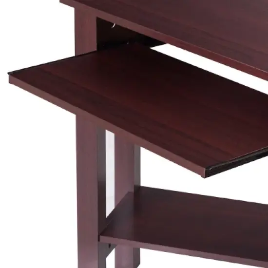 Tangkula Wooden Corner Computer Desk with Drawer Office Study Table Black/Walnut/White image {7}