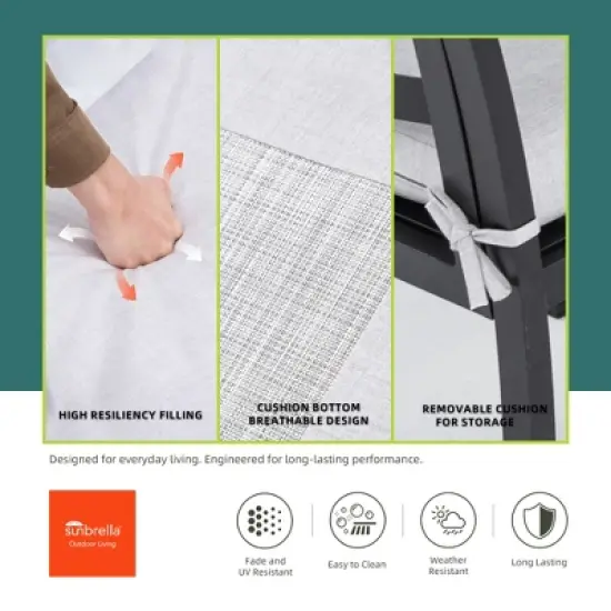 DOMETOUR 7Pcs Patio Aluminum Furniture Set, Modern Dining Set with 6 Dining Chairs, Branch-Like Backrest, Rectangular Table with Umbrella Hole image {7}