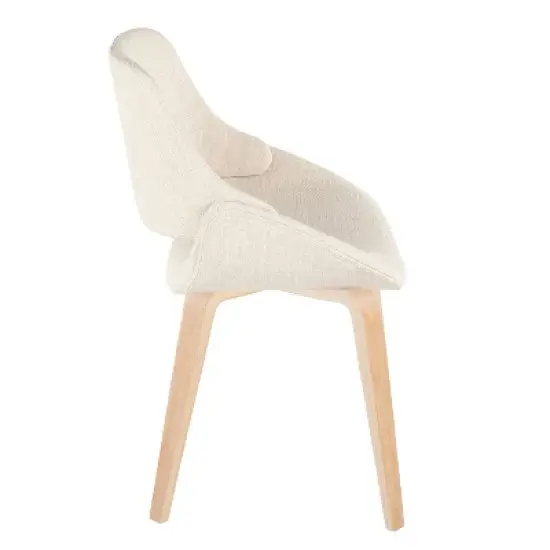 LumiSource Set of 2 Fabrico Dining Chairs Natural/Cream : Upholstered, Wood Frame, Foam Filled, Contemporary Style image {2}