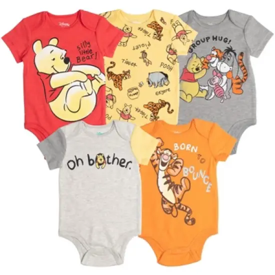 Disney Mickey Mouse Lion King Winnie the Pooh Pixar Toy Story Finding Nemo Baby 5 Pack Bodysuits Newborn to Infant image {13}