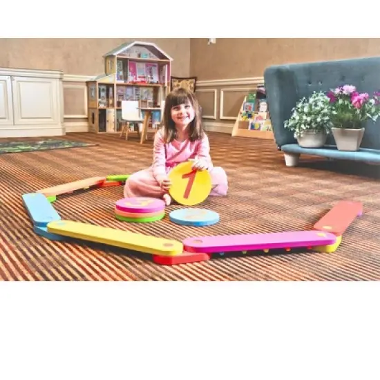 Bintiva Solid Wood Obstacle Course Set &ndash; Interactive Motor Skills Play System with Color and Number Bases image {10}