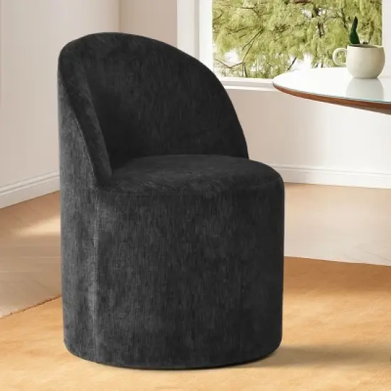 Rolling Barrel Dining Chair, Modern Armless Upholstered Accent Chair with Casters for Kitchen, Home Office, or Dining Room-Maison Boucle image {9}