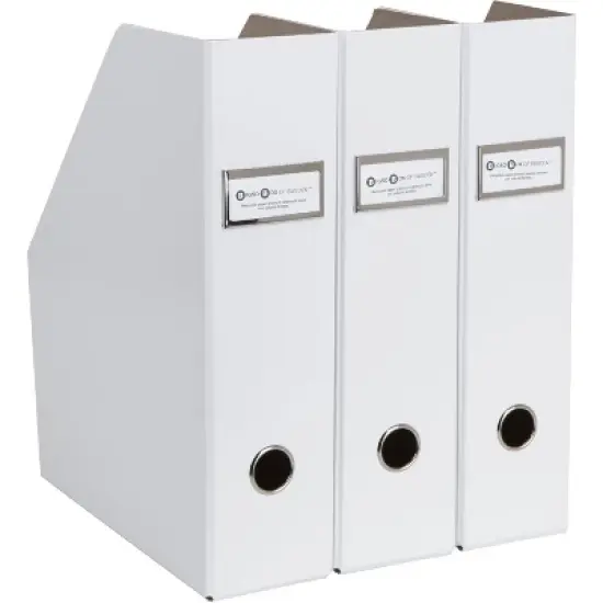 Bigso Fiona 3-Piece Magazine File Set &ndash; Upright Storage Boxes with Label Holders for A4/Letter Docs, White image {4}