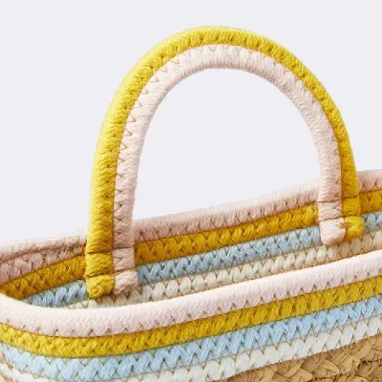 Wall Hanging Natural Woven Basket with Coiled Rope Handle - Pink - Cloud Island&trade; image {2}